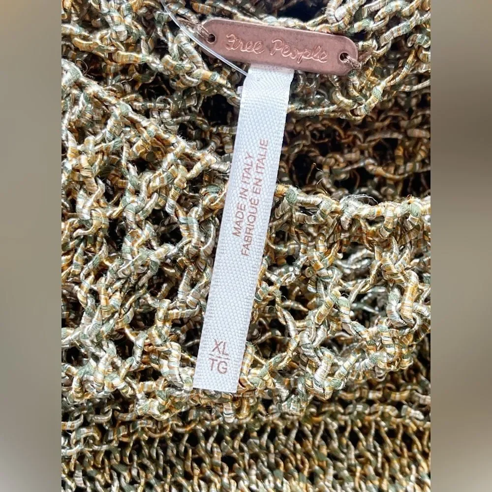 Free People Solaris Pullover sweater in brown crochet XL. NWT